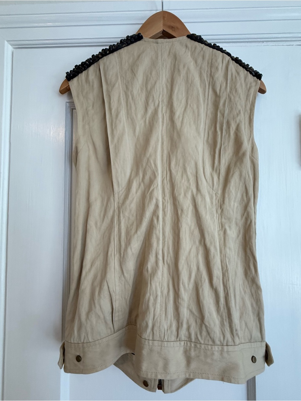 Gryphon New York Ex-Boyfriend Tan Vest Black Metal Beaded Studs - New - Picture 7 of 9